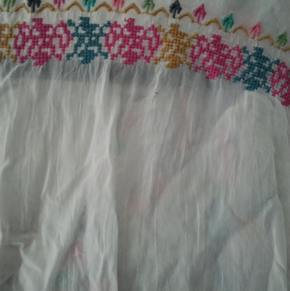 Johny Was white embroidered blouse Sz Large - Picture 6 of 6